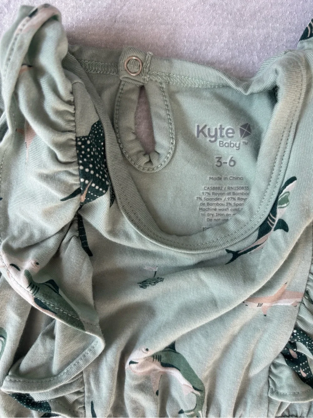 Kyte BABY Mint Green Ocean Animal Flutter Romper